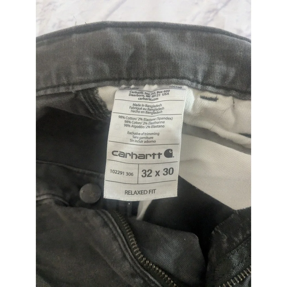 Mens THRASHED  Carhartt‎ Grey Work Pant Relaxed Fit Stains Distressed 32x27